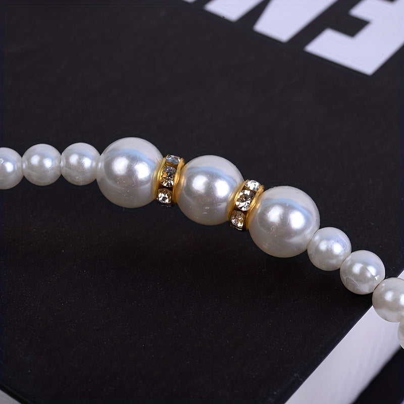Pearl Inlaid Diamond Children's Headband Princess Style Hairband For Girls