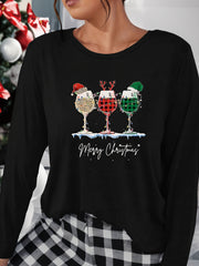 Christmas Hat Print Lounge Top Women's Sleepwear