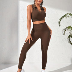 Yoga Sports Set: Crop Top & High Waist Leggings, Activewear