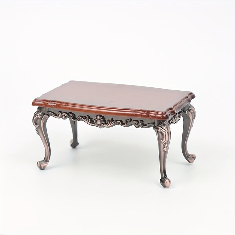1:12 Dollhouse Furniture Retro Alloy Wooden Large Table Tea Table