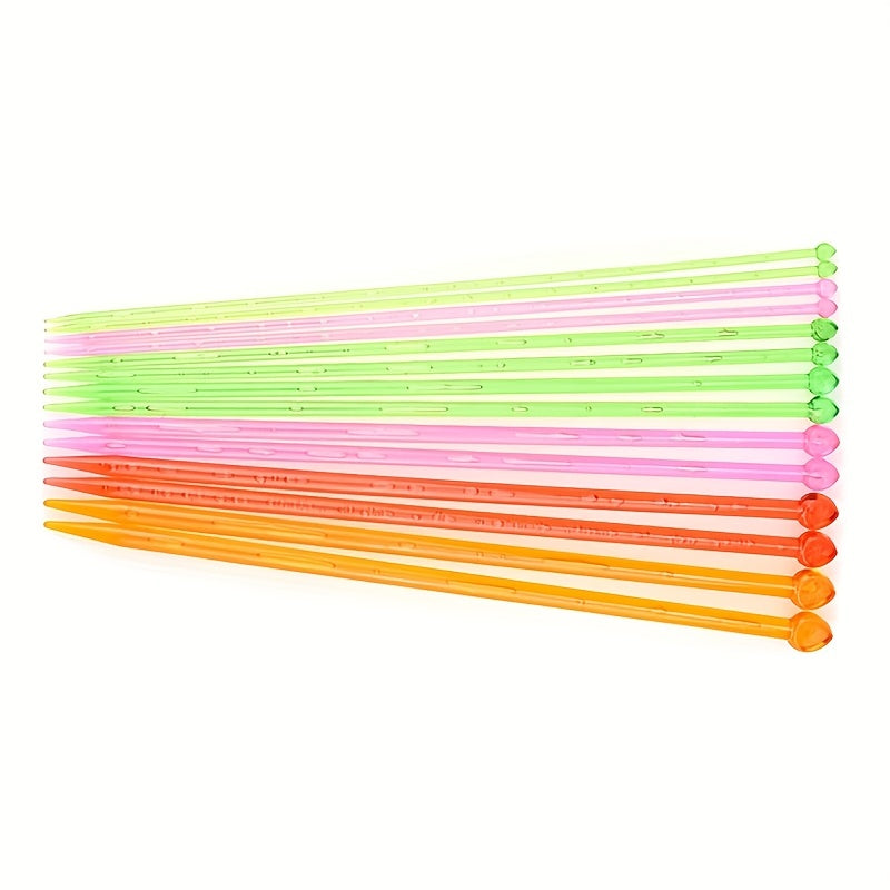 14pcs 4mm 10mm Single Pointed Knitting Needles Set Long Straight