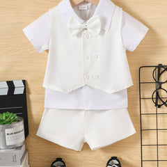 Boys Baptism Dress Little Gentleman Outfit 3pcs Set