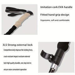 1pc Trekking Poles Lightweight Aluminum Alloy Collapsible Hiking Poles