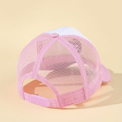 Pink Heart Embroidery Trucker Hat Baseball Cap Lightweight Dad Hats