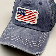 Retro Flag Embroidered Baseball Mesh Cap Unisex Sunscreen Breathable Hat