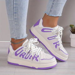 Women's Block Skate Shoes Comfortable Lace Up Low Top Sport Shoes