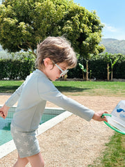 2 Pcs Star Pattern Swimsuit Boys Long Sleeve Top & Swim Trunks Set