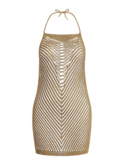 Boho Style Halter Backless Cover Up Beach Dress