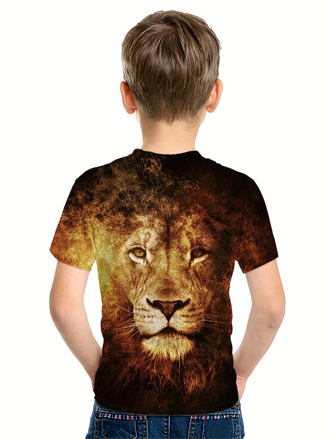 Boys Lion Graphic T Shirt 3D Print Active Short Sleeve Tee