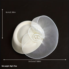 Beige Mesh Flower Fascinators Hat Derby Wedding Cocktail Tea Party