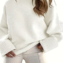 Casual Sweater Women's Plus Solid Round Neck Jumper