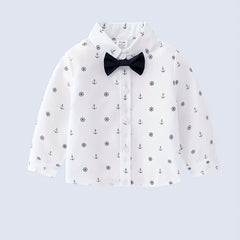 Baby Shirt Long Sleeve Bowtie Cardigan Top Random Print