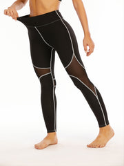 High Waist Yoga Pants with Mesh for Fitness & Running