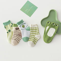5pairs Baby Boys Kids Animal Plant Pattern Socks Toddler Children's Socks