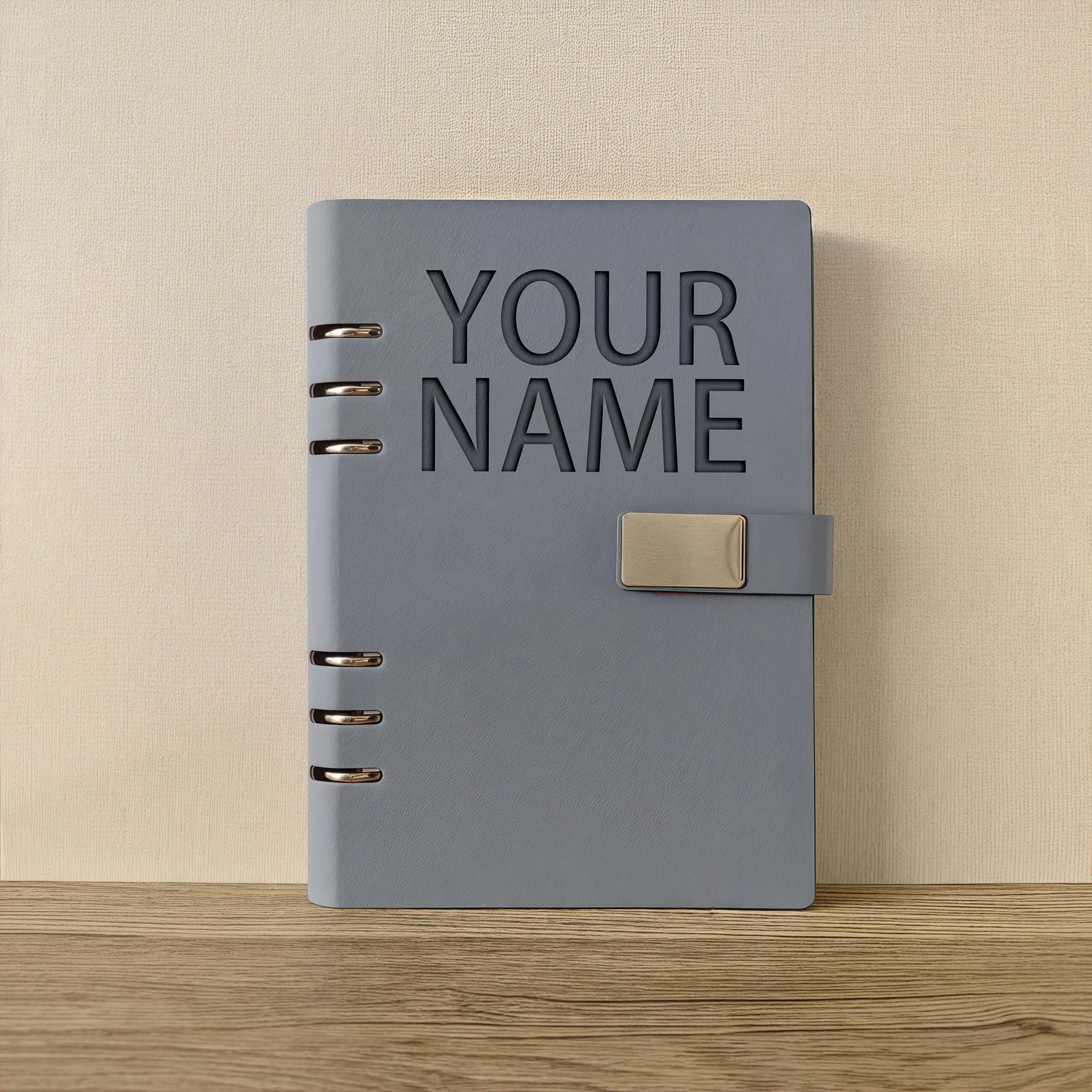 Personalized A5 PU Leather Notebook Embossed Name Glossy Finish 5 Colors
