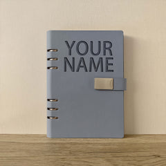 Personalized A5 PU Leather Notebook Embossed Name Glossy Finish 5 Colors