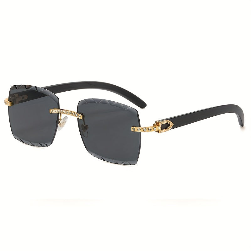 Men's Rimless Small Rectangle Sunglasses for Summer Outdoor Activities