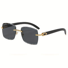 Men's Rimless Small Rectangle Sunglasses for Summer Outdoor Activities