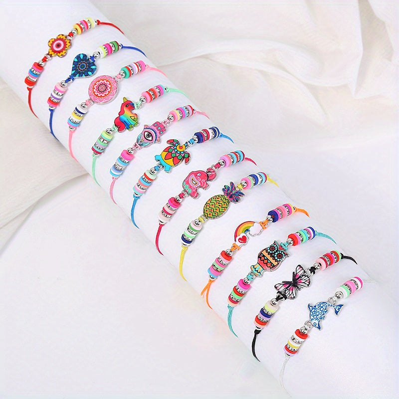 12pcs Girls Teen Evil Eye Adjustable Bracelet for Gift Party