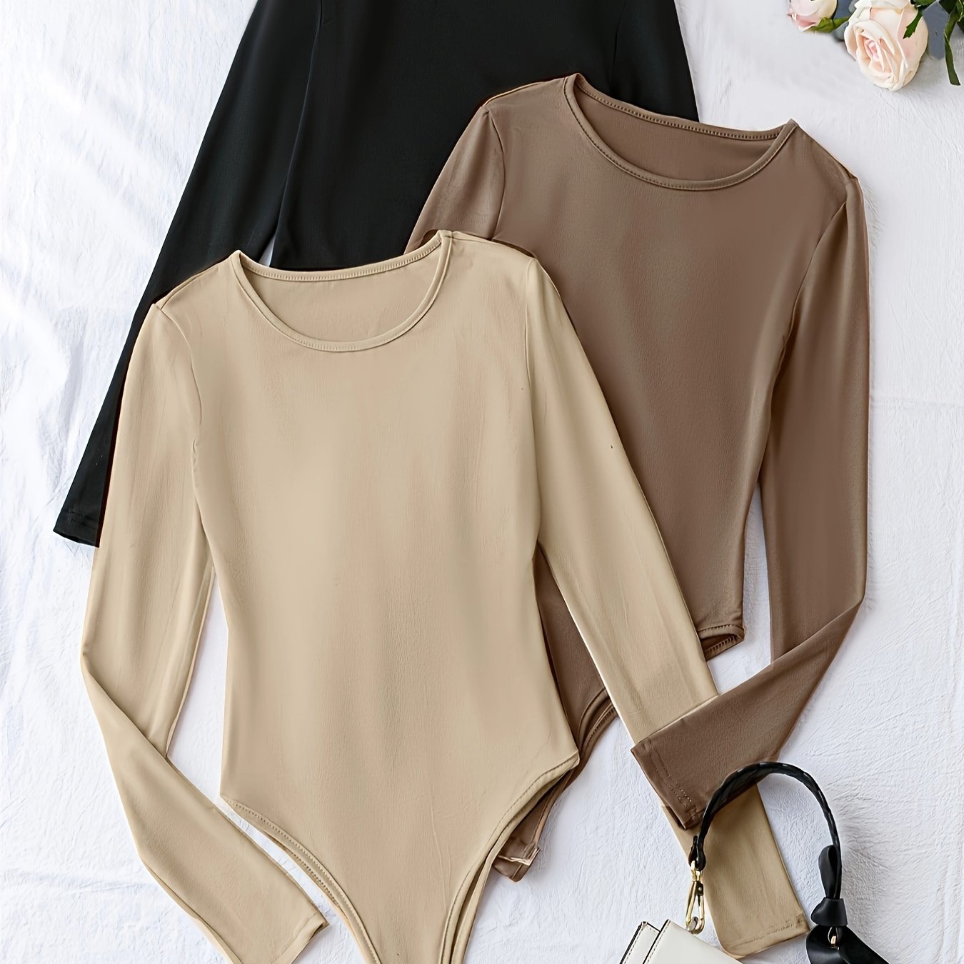 3pcs Long Sleeve Solid Yoga Jumpsuit Women's Activewear