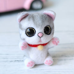 Cat Needle Felting Kit with Instructions Foam Mat Needles