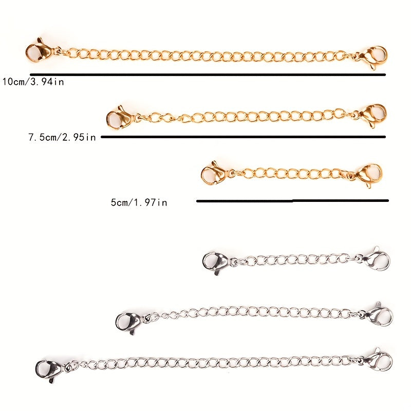 Stainless Steel Necklace Extender Chain Golden Silvery Lobster Clasp Closure