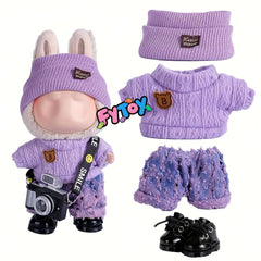 Doll Clothing Set Top Pants Skirt Hat Three Piece Set Plush Clothes Accessories