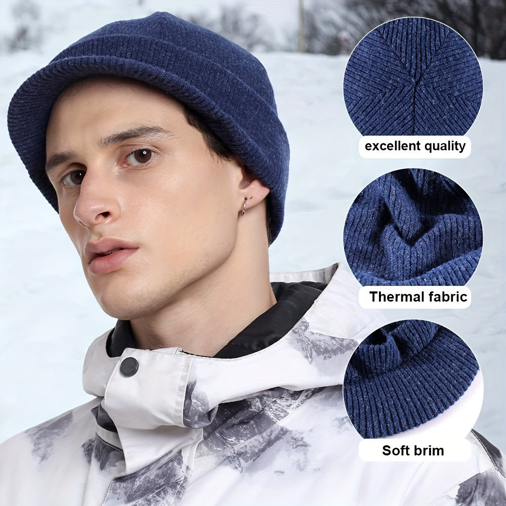 Men's Casual Warm Knitted Beanie Outdoor Ear Protection Wool Thickened Hat