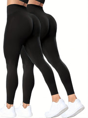2pcs High Waisted Sports Leggings Soft Tummy Control Yoga Pants