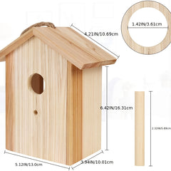 Upgrade Wooden Outdoor Bird House with Suction Cup