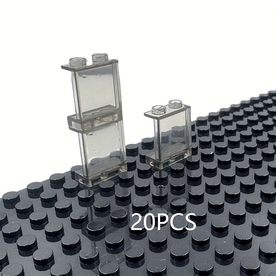 20pcs 1x2x2 Clear Transparent Bricks Panel Window Frame Building Block Toys