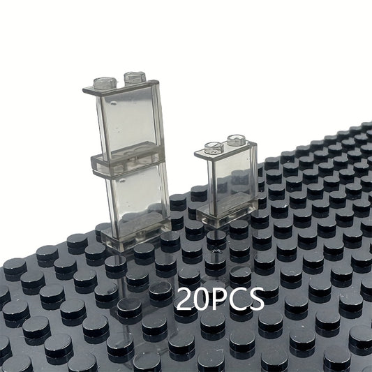 20pcs 1x2x2 Clear Transparent Bricks Panel Window Frame Building Block Toys