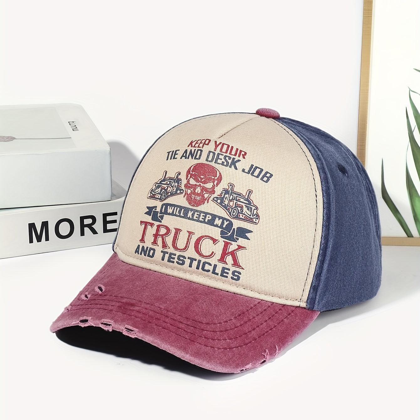 Skull Head Knight Print Denim Baseball Cap