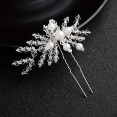 Bridal Hairpin Rhinestone Leaves Faux Pearl Wedding Hair Accessories