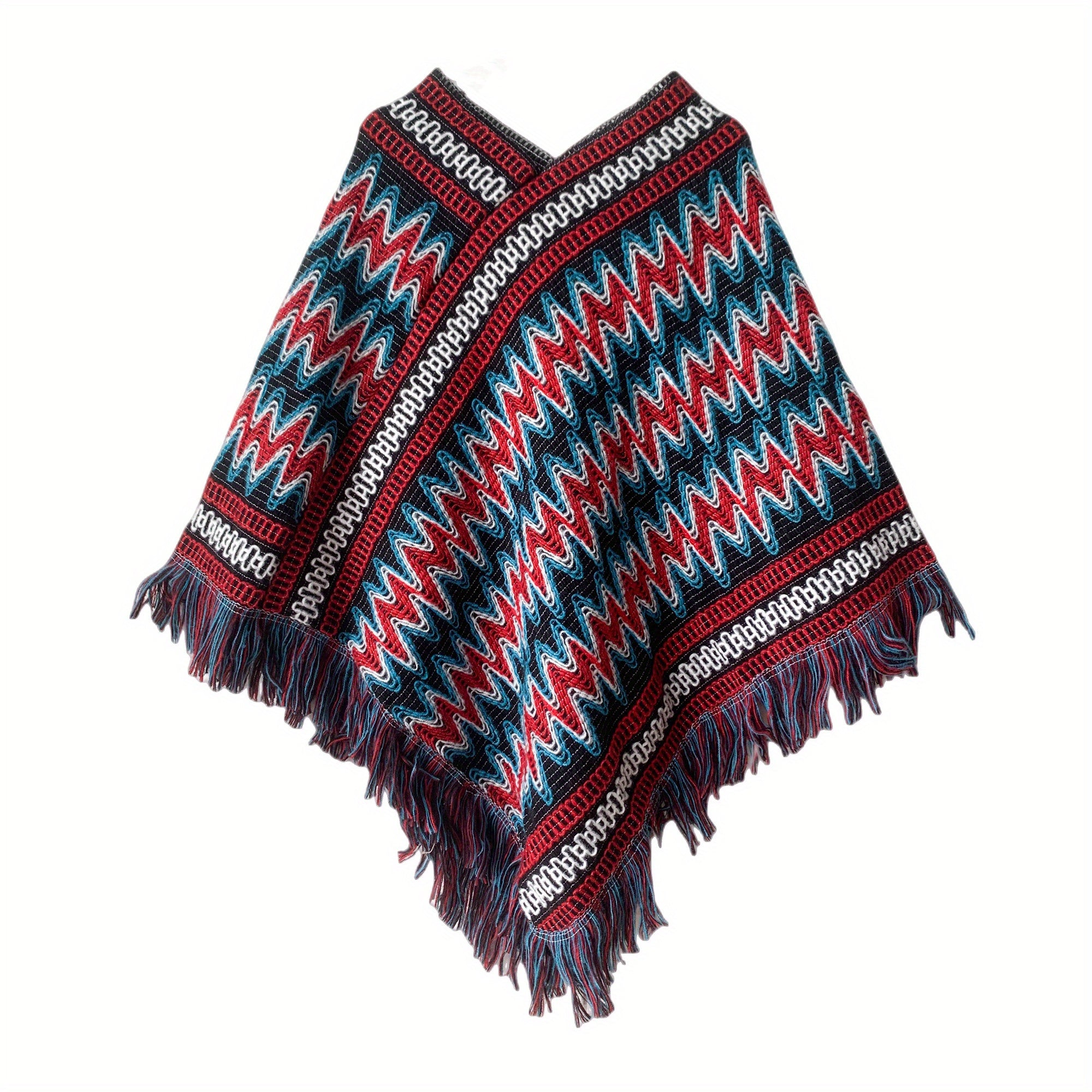 Boho Striped Shawl Contrast Fringed Blanket National Style Travel Shawl