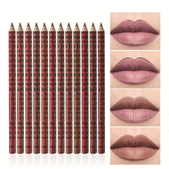 12pcs Matte Lip Liner Pen Natural Nude Smooth Lip Makeup
