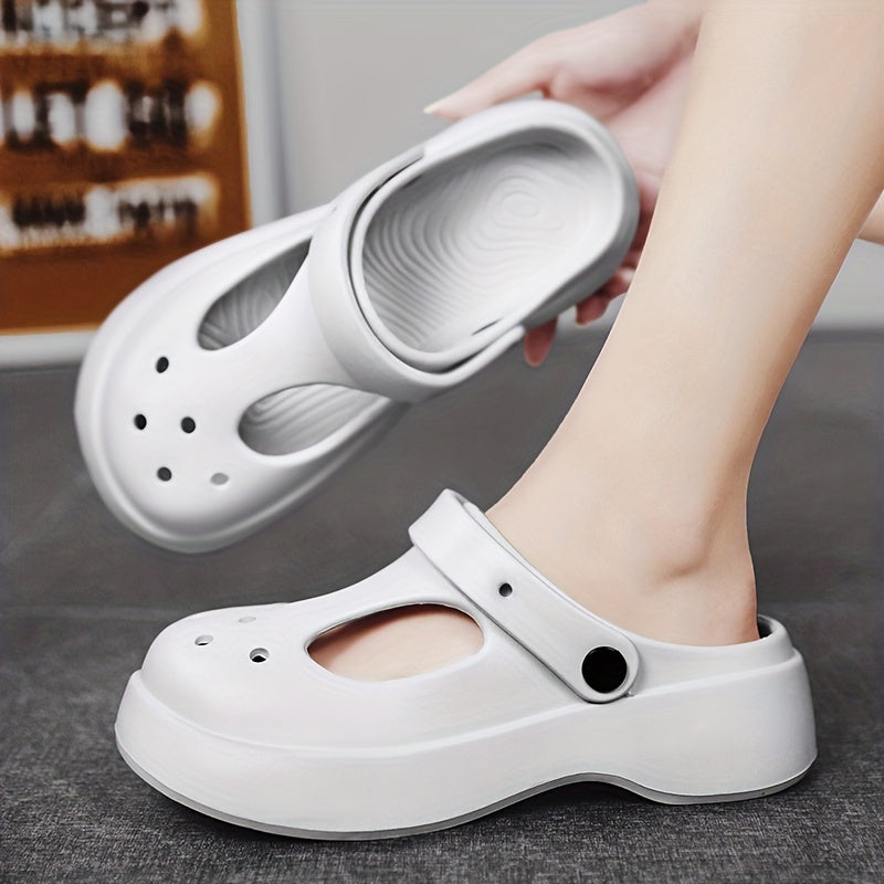 Women's Platform Clogs Hollow Out Closed Toe Slip-On Sandals