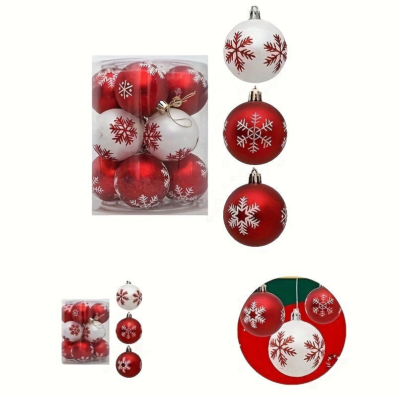 12pcs Christmas Snowflake Mini Balls Shatter Resistant Home Tree Decor