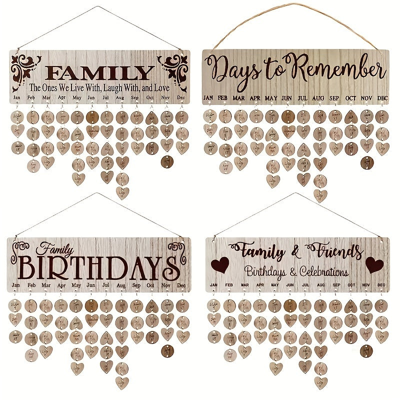 DIY Wooden Home Birthday Board Hanging Calendar
