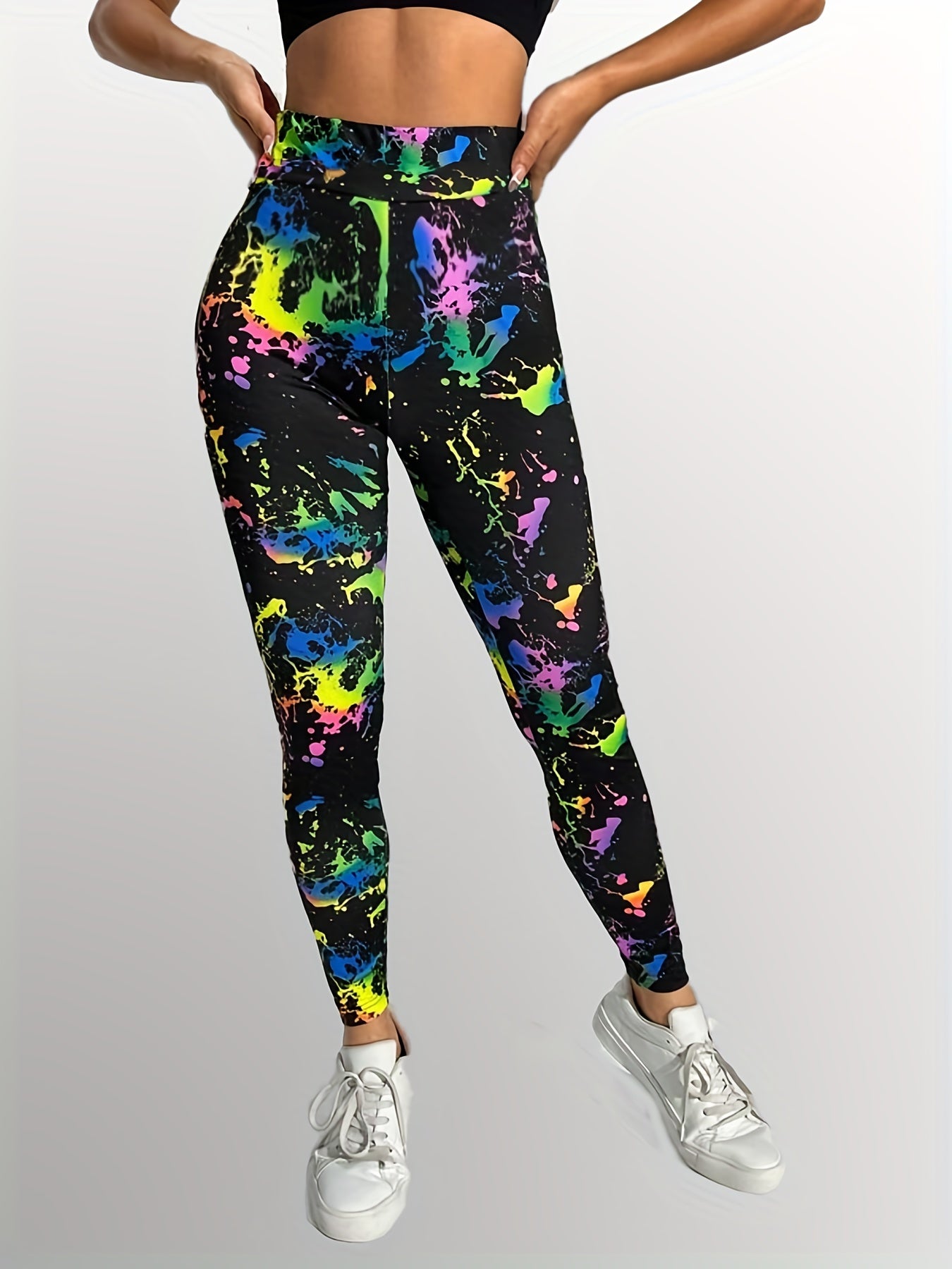 Allover Print Skinny Leggings Casual Stretchy Leggings Women's Clothing