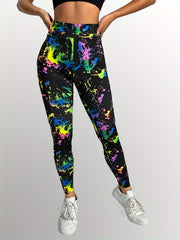 Allover Print Skinny Leggings Casual Stretchy Leggings Women's Clothing