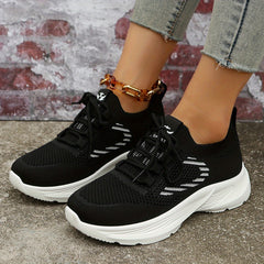 Women's Knitted Chunky Sneakers Breathable Non Slip Outdoor Running Shoes