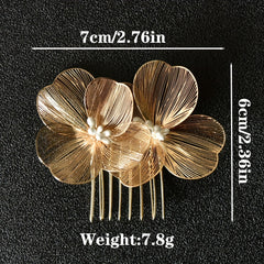 Golden Flower Hair Comb Vintage Headwear Wedding Hair Accessories