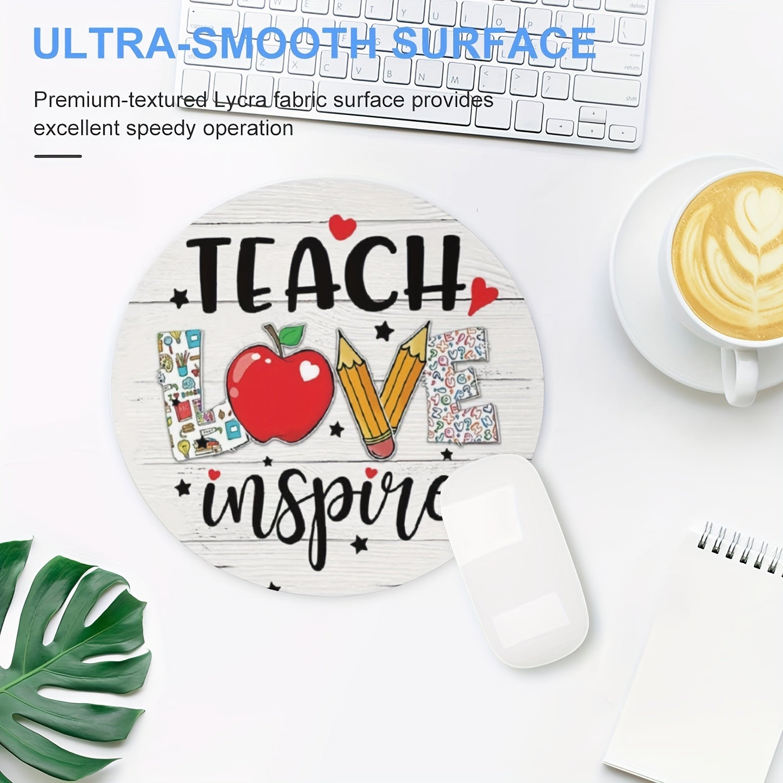 Cartoon Teacher Love Gaming Mouse Pad for Women Round Mousepad Non-slip Mat