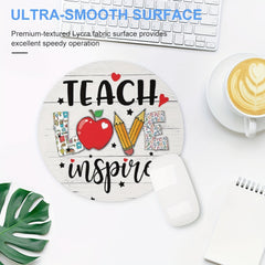Cartoon Teacher Love Gaming Mouse Pad for Women Round Mousepad Non-slip Mat