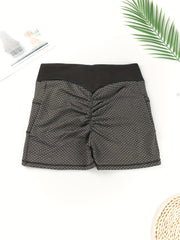 Sports Shorts Women's Plus Honeycomb Pattern Waist Band Skinny Shorts