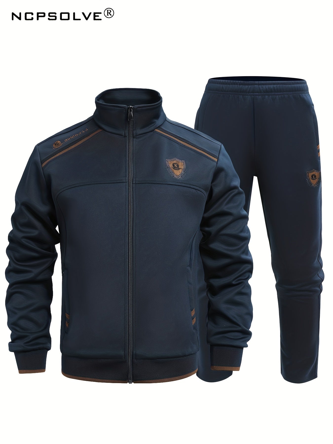 Men's Vintage Stand Collar Zip Up Sports Jacket & Comfy Pants