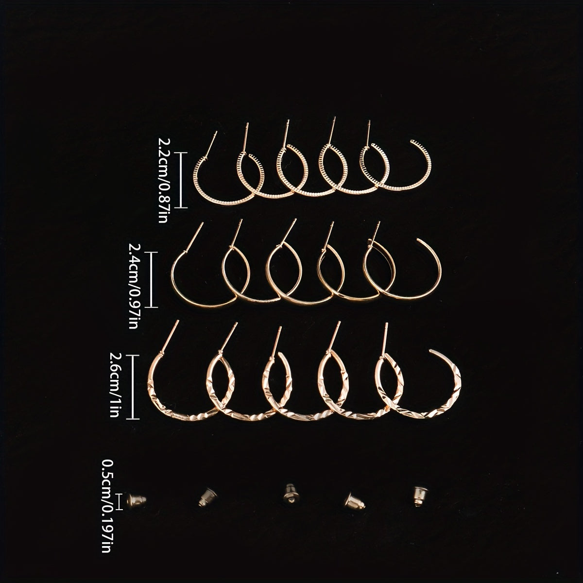 36 Pairs C-shaped Stud Earrings Set for Daily Wear