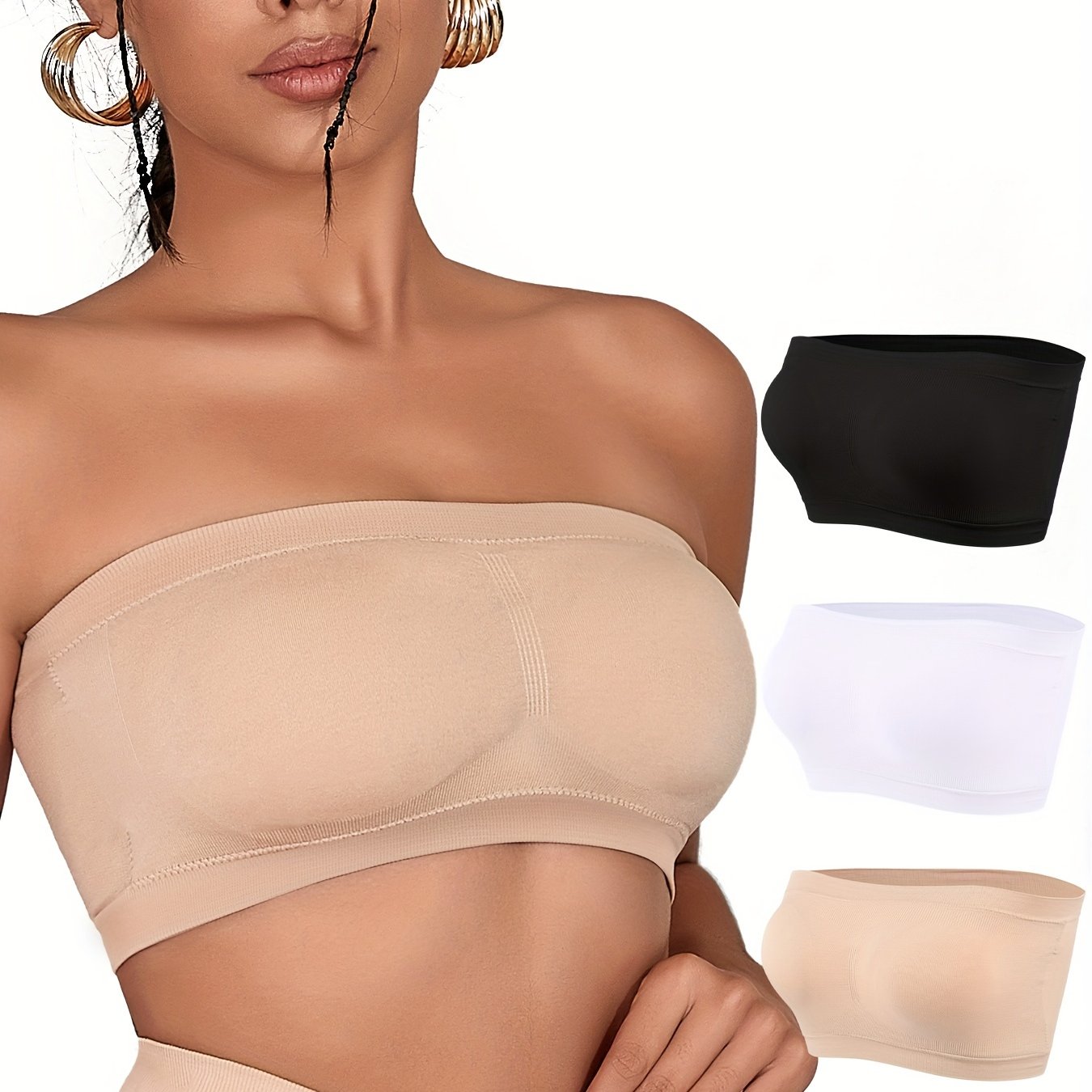 3pcs Strapless Crop Tops Women's Tube Top