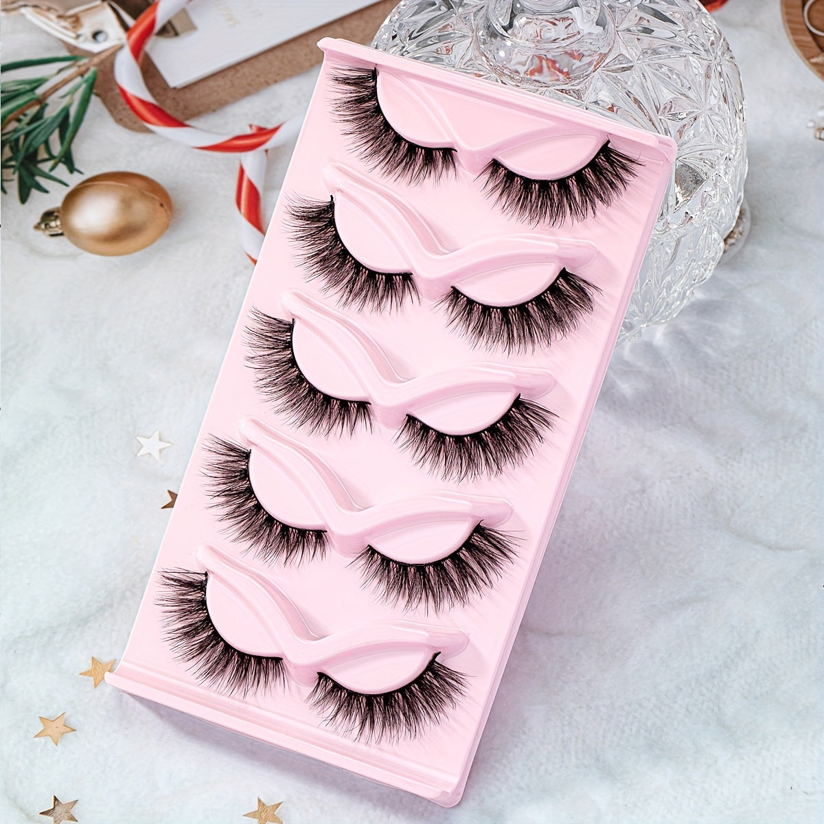 Fluffy Cat Eye Lashes 5 Pairs Wispy Faux Mink Eyelashes